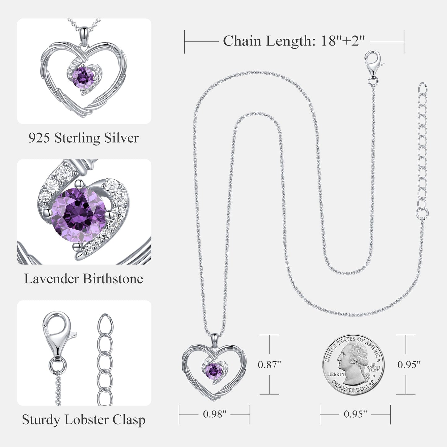 18K Gold Heart Birthstone Necklace Gift