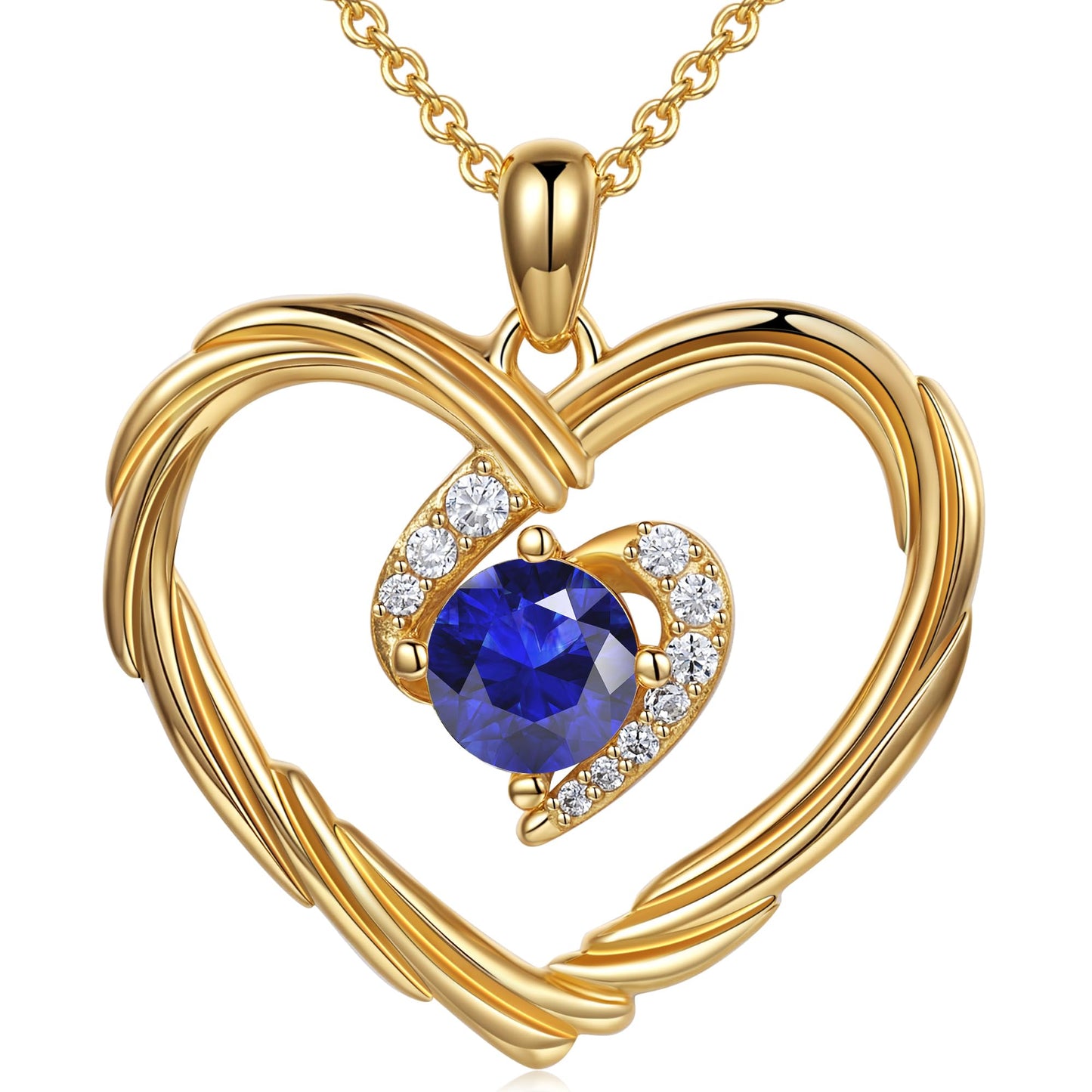 18K Gold Heart Birthstone Necklace Gift