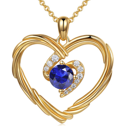 18K Gold Heart Birthstone Necklace Gift