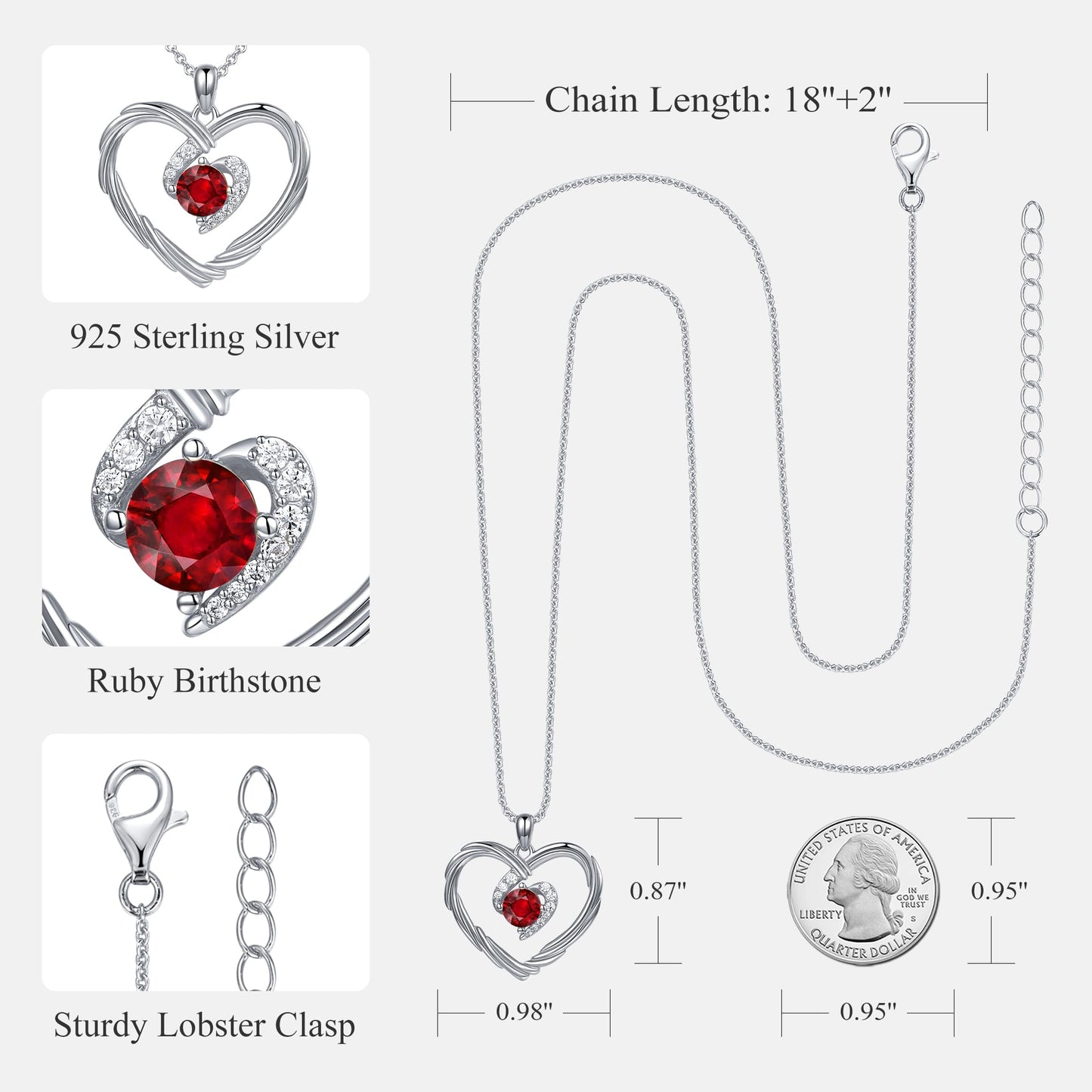 18K Gold Heart Birthstone Necklace Gift