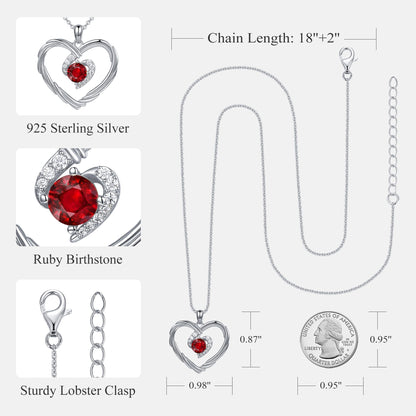 18K Gold Heart Birthstone Necklace Gift