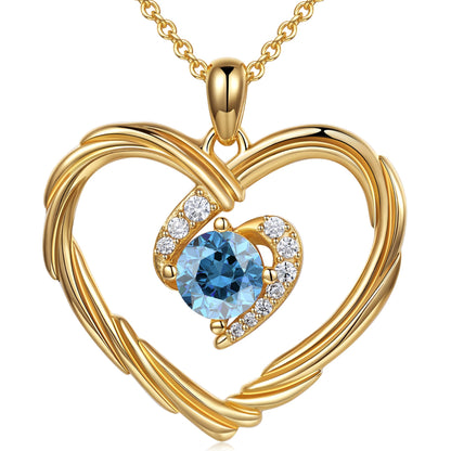 18K Gold Heart Birthstone Necklace Gift