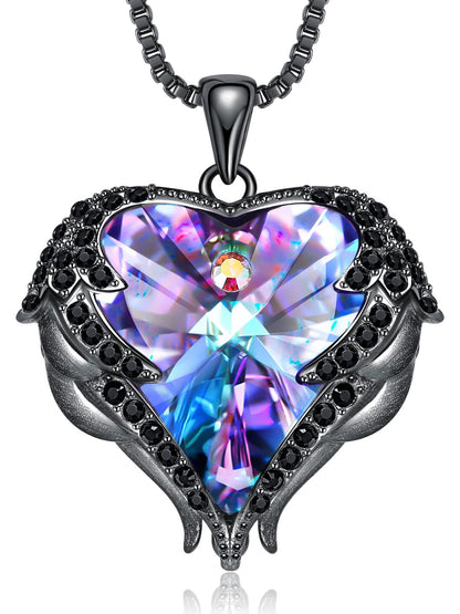 CDE Angel Wings Heart Birthstone Pendant Necklace Gift for Women