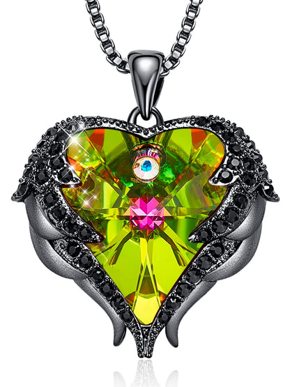 CDE Angel Wings Heart Birthstone Pendant Necklace Gift for Women