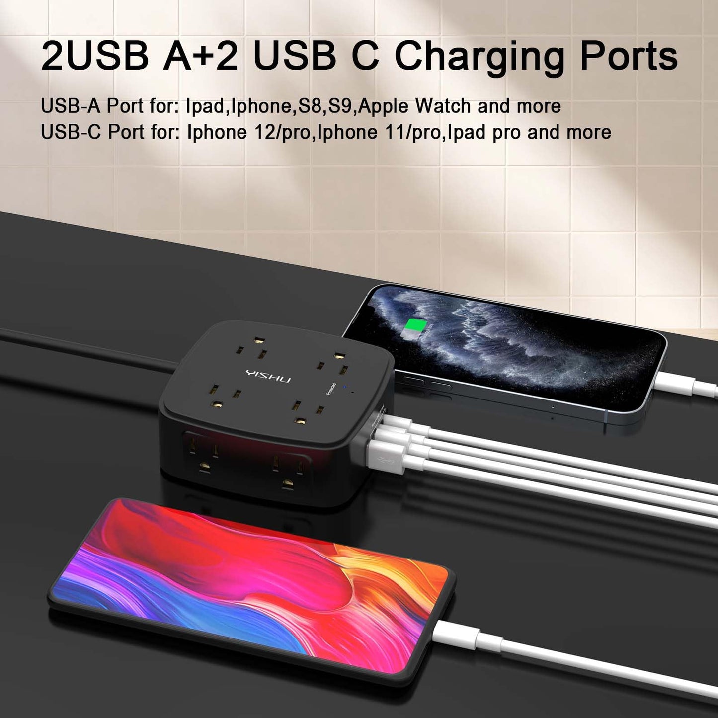 6FT Surge Protector USB Power Strip