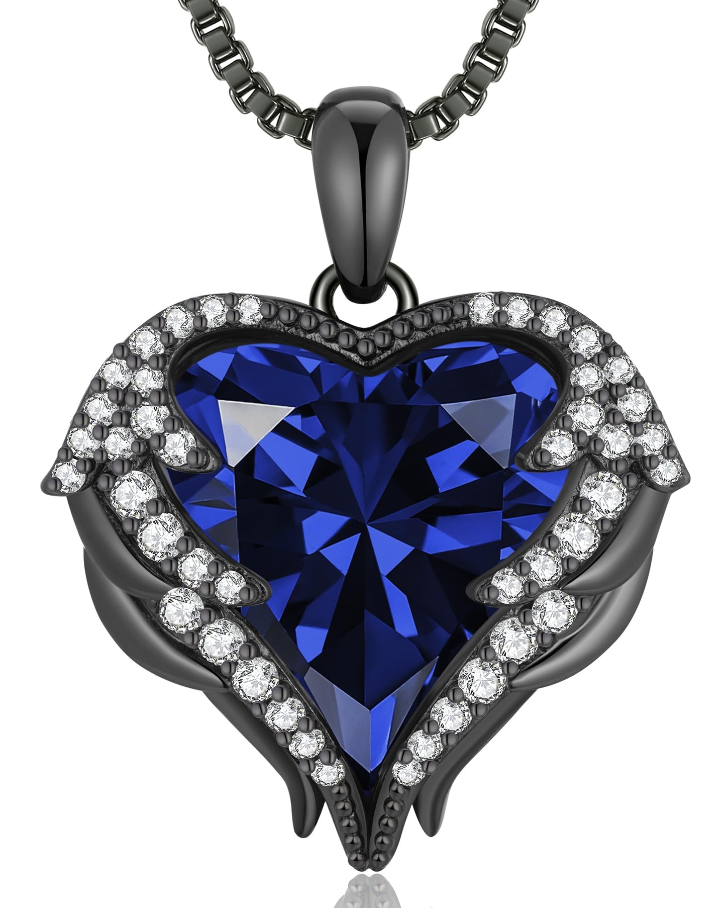 CDE Angel Wings Heart Birthstone Pendant Necklace Gift for Women