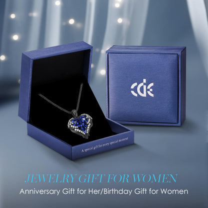 CDE Angel Wings Heart Birthstone Pendant Necklace Gift for Women