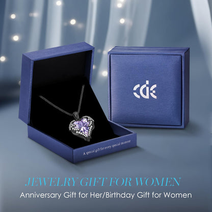 CDE Angel Wings Heart Birthstone Pendant Necklace Gift for Women