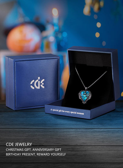 CDE Angel Wings Heart Birthstone Pendant Necklace Gift for Women