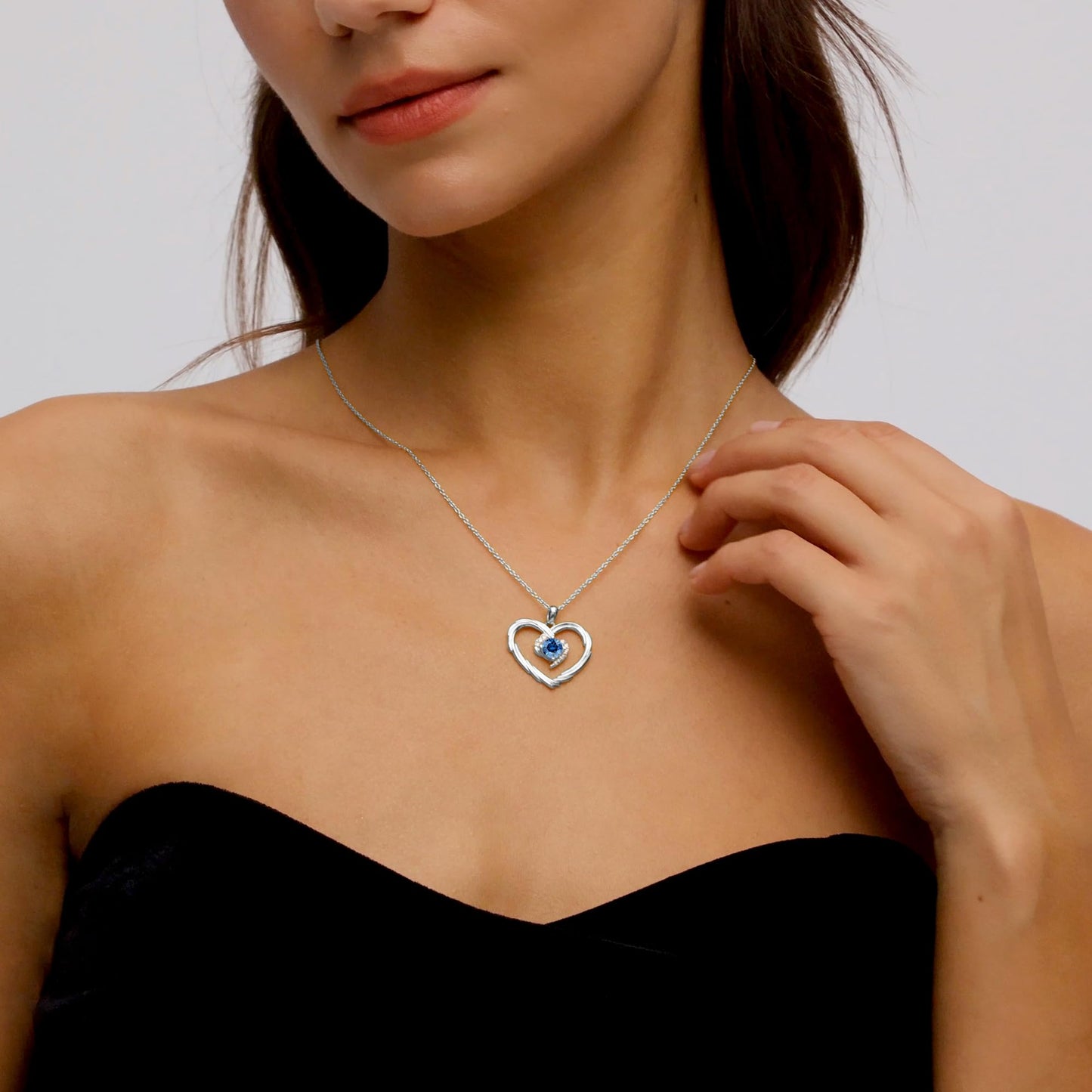 18K Gold Heart Birthstone Necklace Gift