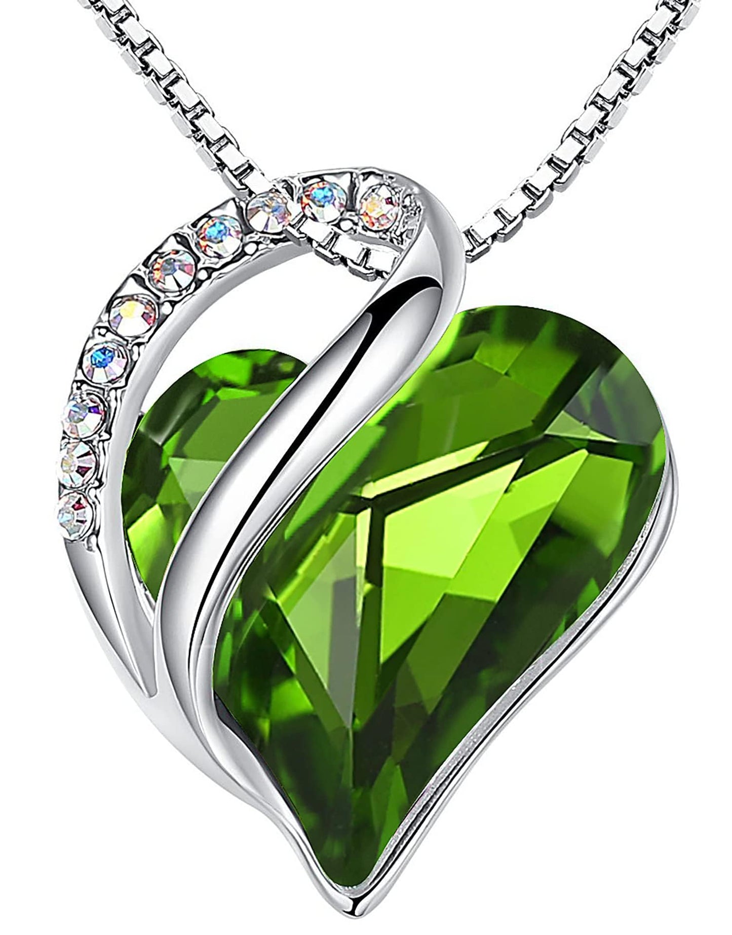 Leafael Gift Necklaces for Women, Infinity Love Birthstone Heart Crystal Pendant, Birthday Anniversary Jewelry for Wife, Mom, and Her, Silver Plated, 18" + 2" Adjustable Chain