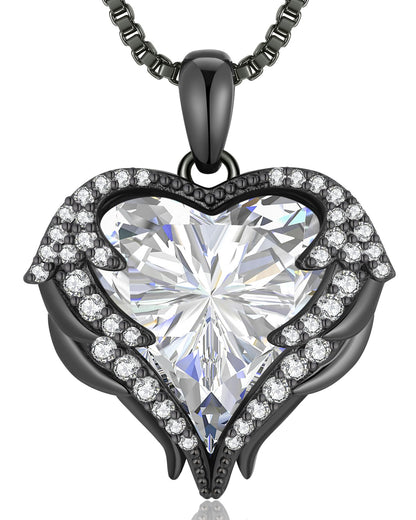 CDE Angel Wings Heart Birthstone Pendant Necklace Gift for Women