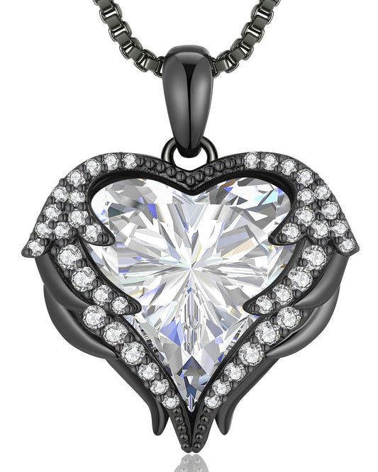 CDE Angel Wings Heart Birthstone Pendant Necklace Gift for Women