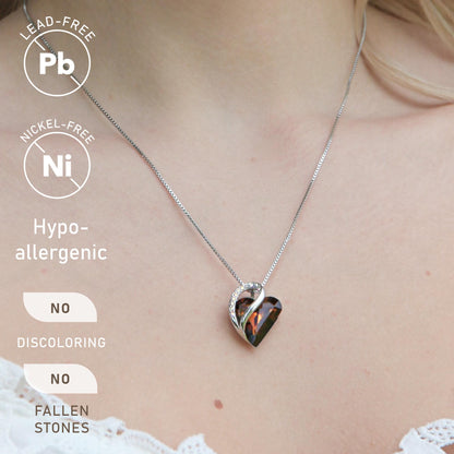 Leafael Gift Necklaces for Women, Infinity Love Birthstone Heart Crystal Pendant, Birthday Anniversary Jewelry for Wife, Mom, and Her, Silver Plated, 18" + 2" Adjustable Chain