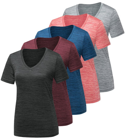 CE' CERDR 5/7 Pack Workout Shirts for Women, Moisture Wicking Quick Dry Active Athletic Women's Gym Performance T Shirts