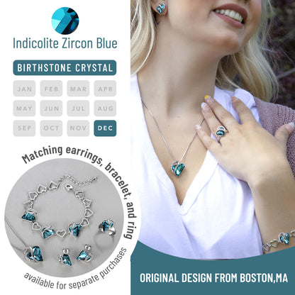 Leafael Gift Necklaces for Women, Infinity Love Birthstone Heart Crystal Pendant, Birthday Anniversary Jewelry for Wife, Mom, and Her, Silver Plated, 18" + 2" Adjustable Chain