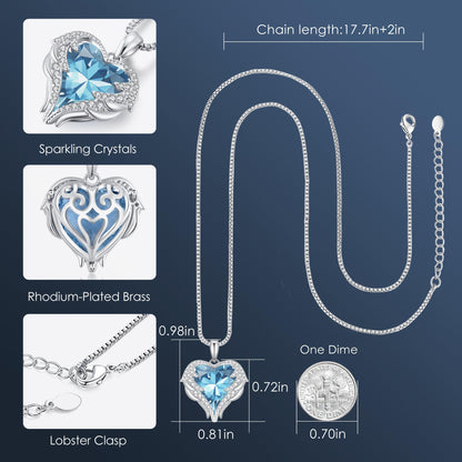 CDE Angel Wings Heart Birthstone Pendant Necklace Gift for Women