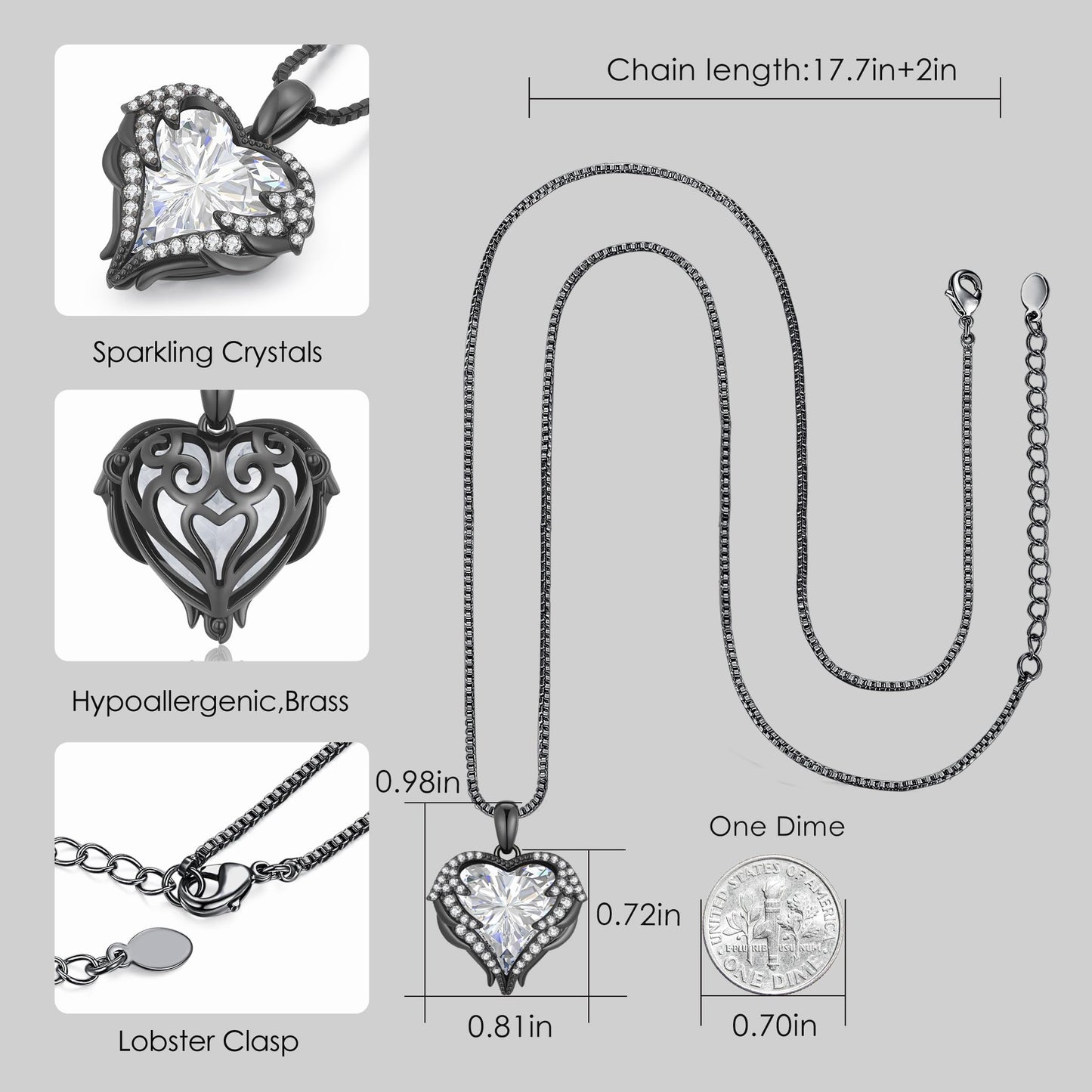 CDE Angel Wings Heart Birthstone Pendant Necklace Gift for Women