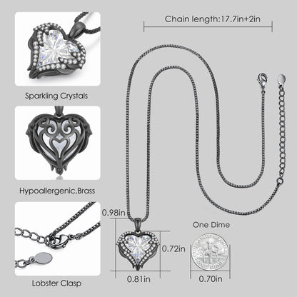 CDE Angel Wings Heart Birthstone Pendant Necklace Gift for Women