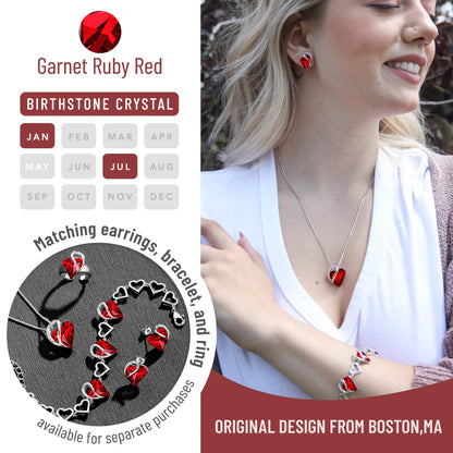 Leafael Gift Necklaces for Women, Infinity Love Birthstone Heart Crystal Pendant, Birthday Anniversary Jewelry for Wife, Mom, and Her, Silver Plated, 18" + 2" Adjustable Chain