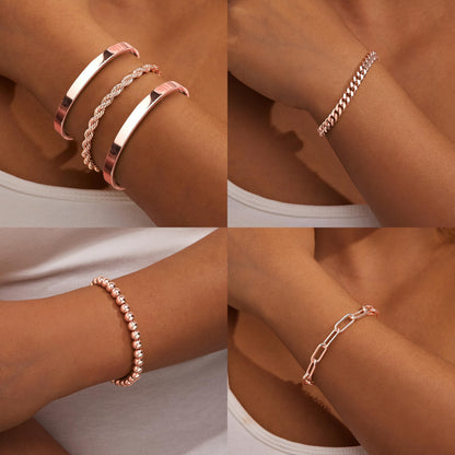 Gokeey Gold Bracelets Set for Women Non Tarnish, Waterproof 14K Gold Plated Sterling Silver Chunky Cuff Bracelet Stackable Gold Bangles Bracelet for Women Trendy Fashion Accessories Tie Knot Cuban Rope Paperclip Beaded Bracelet Stack Jewelry Mothers Day G