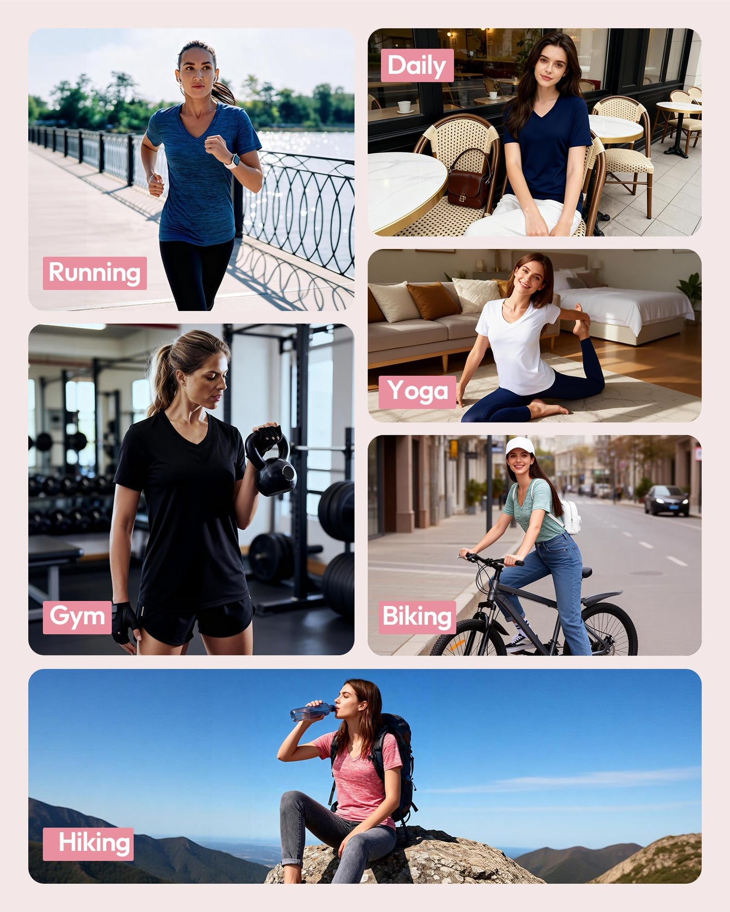CE' CERDR 5/7 Pack Workout Shirts for Women, Moisture Wicking Quick Dry Active Athletic Women's Gym Performance T Shirts
