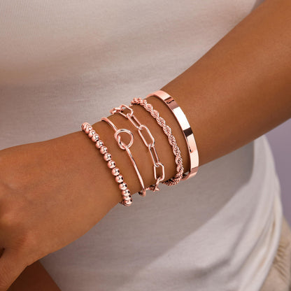Gokeey Gold Bracelets Set for Women Non Tarnish, Waterproof 14K Gold Plated Sterling Silver Chunky Cuff Bracelet Stackable Gold Bangles Bracelet for Women Trendy Fashion Accessories Tie Knot Cuban Rope Paperclip Beaded Bracelet Stack Jewelry Mothers Day G