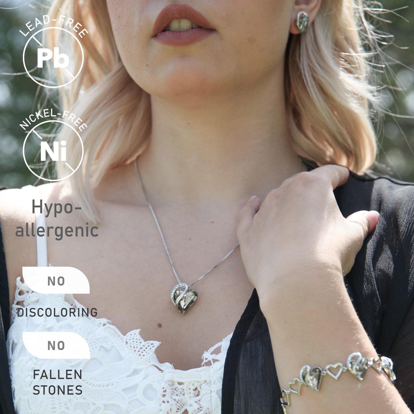 Leafael Gift Necklaces for Women, Infinity Love Birthstone Heart Crystal Pendant, Birthday Anniversary Jewelry for Wife, Mom, and Her, Silver Plated, 18" + 2" Adjustable Chain