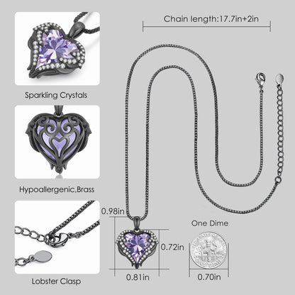 CDE Angel Wings Heart Birthstone Pendant Necklace Gift for Women