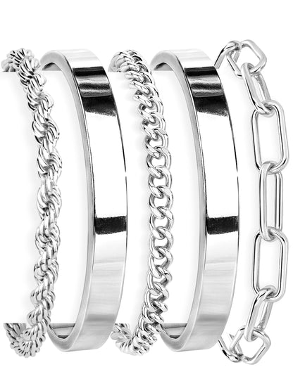 Gokeey Gold Bracelets Set for Women Non Tarnish, Waterproof 14K Gold Plated Sterling Silver Chunky Cuff Bracelet Stackable Gold Bangles Bracelet for Women Trendy Fashion Accessories Tie Knot Cuban Rope Paperclip Beaded Bracelet Stack Jewelry Mothers Day G