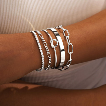 Gokeey Gold Bracelets Set for Women Non Tarnish, Waterproof 14K Gold Plated Sterling Silver Chunky Cuff Bracelet Stackable Gold Bangles Bracelet for Women Trendy Fashion Accessories Tie Knot Cuban Rope Paperclip Beaded Bracelet Stack Jewelry Mothers Day G