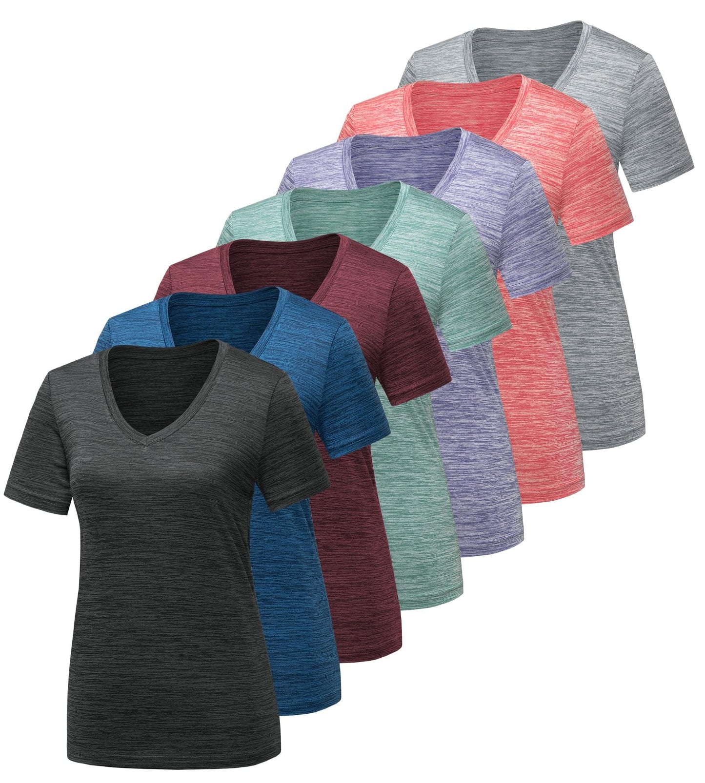 CE' CERDR 5/7 Pack Workout Shirts for Women, Moisture Wicking Quick Dry Active Athletic Women's Gym Performance T Shirts