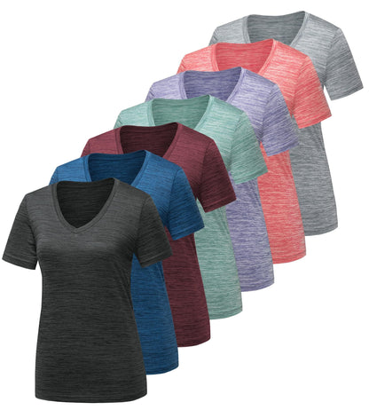 CE' CERDR 5/7 Pack Workout Shirts for Women, Moisture Wicking Quick Dry Active Athletic Women's Gym Performance T Shirts