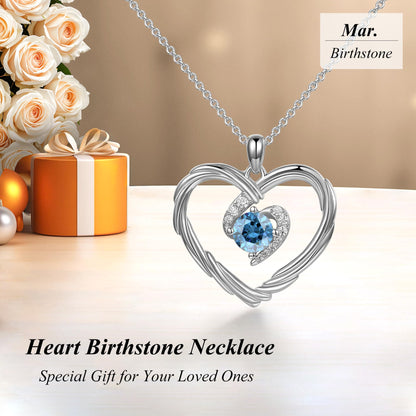 18K Gold Heart Birthstone Necklace Gift
