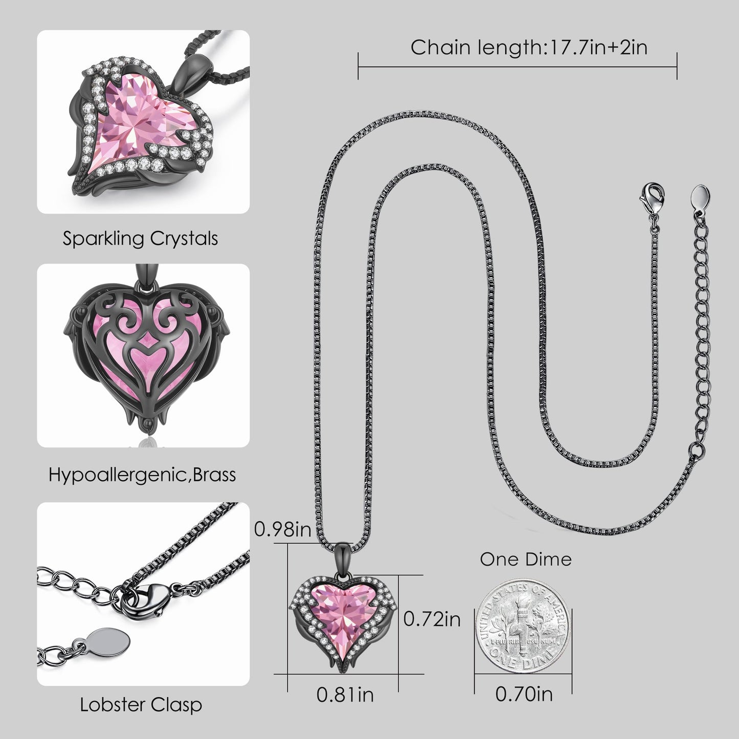 CDE Angel Wings Heart Birthstone Pendant Necklace Gift for Women