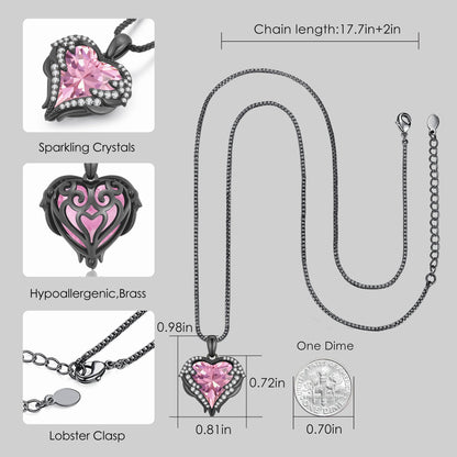 CDE Angel Wings Heart Birthstone Pendant Necklace Gift for Women