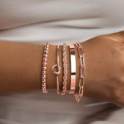 Gokeey Gold Bracelets Set for Women Non Tarnish, Waterproof 14K Gold Plated Sterling Silver Chunky Cuff Bracelet Stackable Gold Bangles Bracelet for Women Trendy Fashion Accessories Tie Knot Cuban Rope Paperclip Beaded Bracelet Stack Jewelry Mothers Day G