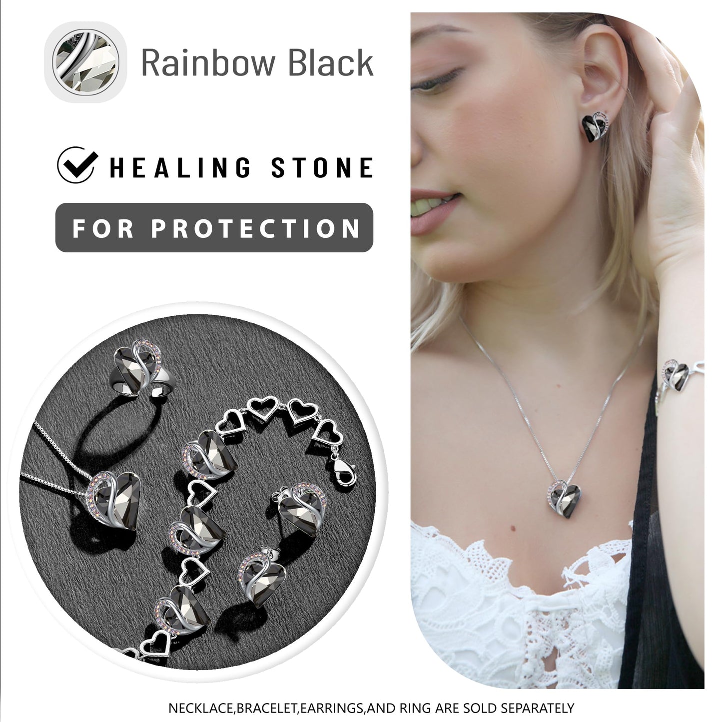 Leafael Gift Necklaces for Women, Infinity Love Birthstone Heart Crystal Pendant, Birthday Anniversary Jewelry for Wife, Mom, and Her, Silver Plated, 18" + 2" Adjustable Chain