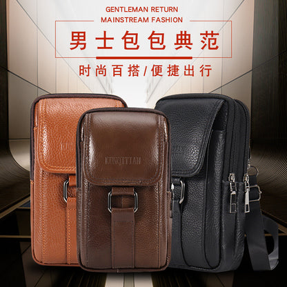 Leather Men's Mobile Phone Bag Multifunctional Waist Bag