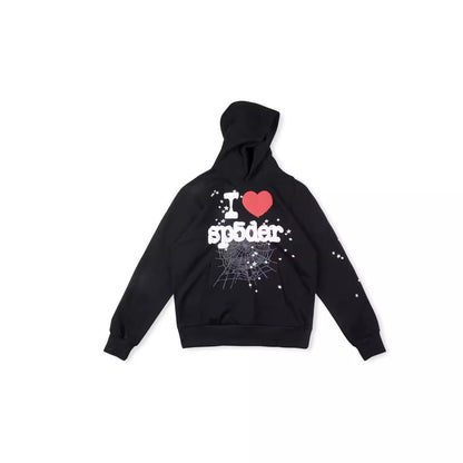 European and american style trendy spiderweb hip-hop singer letter print hoodie sweatshirt and sweatpants set