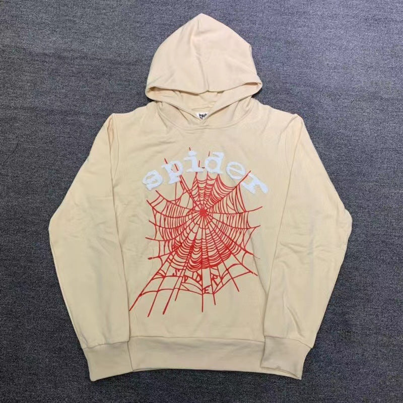 European and american style trendy spiderweb hip-hop singer letter print hoodie sweatshirt and sweatpants set