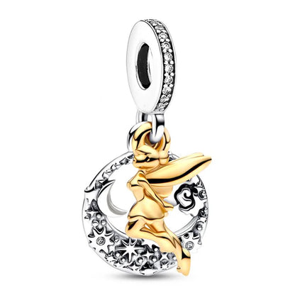 Disney Mickey Minnie Ice and Snow Princess Cartoon Series Pendant DIY Large Hole Zinc Charm Jewelry