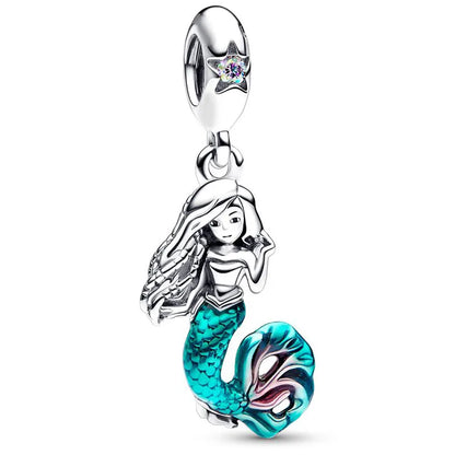 Disney Mickey Minnie Ice and Snow Princess Cartoon Series Pendant DIY Large Hole Zinc Charm Jewelry
