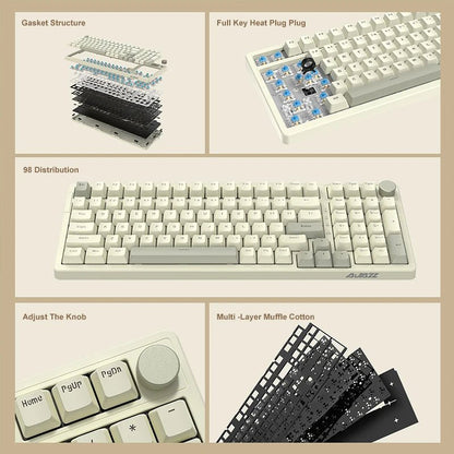 AK992 Wired Mechanical Keyboard 98-Key Full Layout Hot-Swap USB Gaming Keyboard Multimedia Key Knob for Desktop PC Laptop - Malachi Wallace boutique
