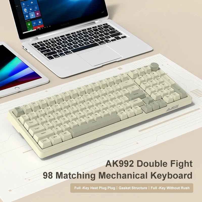 AK992 Wired Mechanical Keyboard 98-Key Full Layout Hot-Swap USB Gaming Keyboard Multimedia Key Knob for Desktop PC Laptop - Malachi Wallace boutique