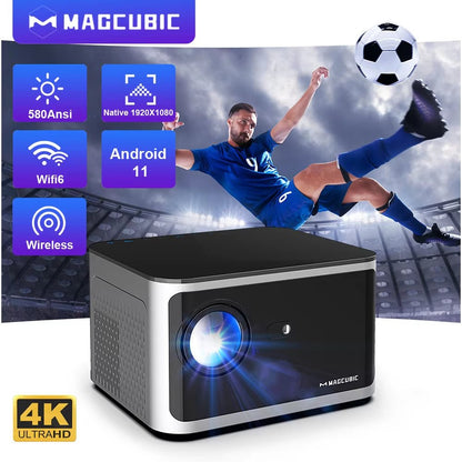 Android 11 4K Smart Projector 580ANSI 1920*1080P Full HD Wifi6 BT5.0 Allwinner H713 Voice Control Home Cinema Theater - Malachi Wallace boutique