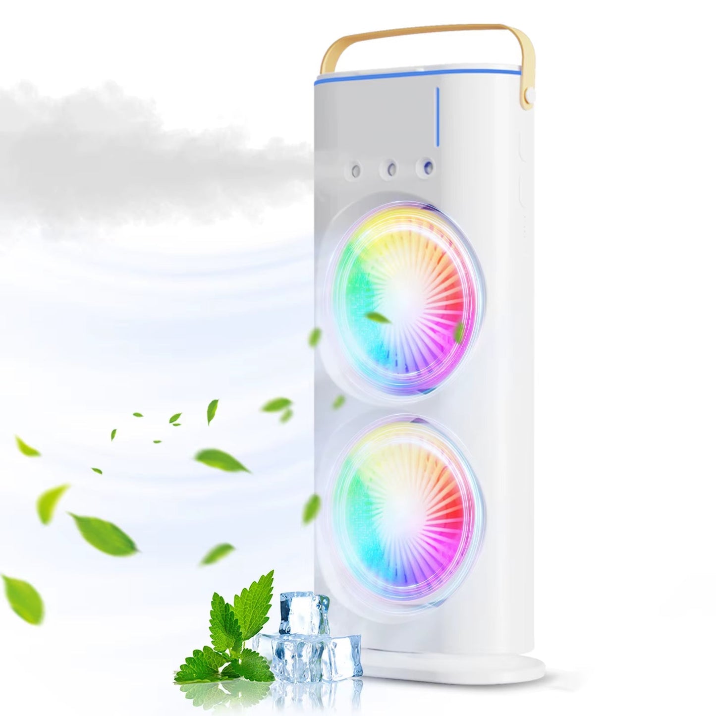 BreezeGlow™ 2-in-1 Dual Mist Cooling Fan – Chill, Hydrate & Light Up Your Space - Malachi Wallace boutique