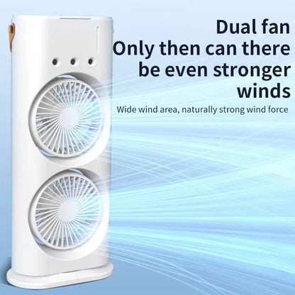 BreezeGlow™ 2-in-1 Dual Mist Cooling Fan – Chill, Hydrate & Light Up Your Space - Malachi Wallace boutique