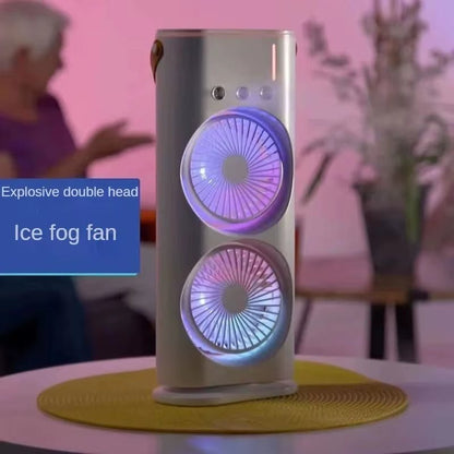 BreezeGlow™ 2-in-1 Dual Mist Cooling Fan – Chill, Hydrate & Light Up Your Space - Malachi Wallace boutique