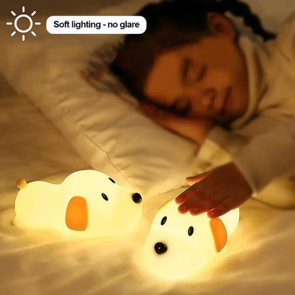 Cute Puppy Dog Touch Senor Night Light Silicone Dimmable Atmosphere Lamp Children Kids Holiday Gift Sleeping Bedroom Night Lamps - Malachi Wallace boutique